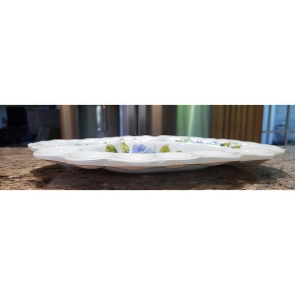 Floral Divided Tray with Deviled Egg Made in Italy - Picture 4 of 13